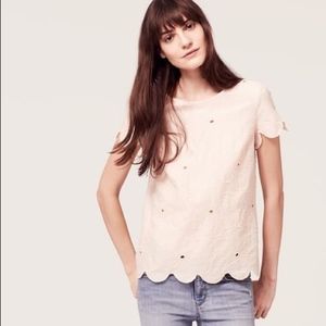 Ann Taylor Loft Scalloped Lace Eyelet Top